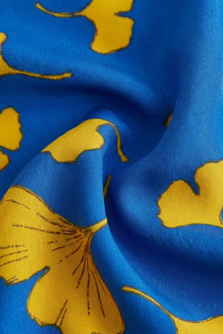 Golden Ginkgo Twill Silk Scarf