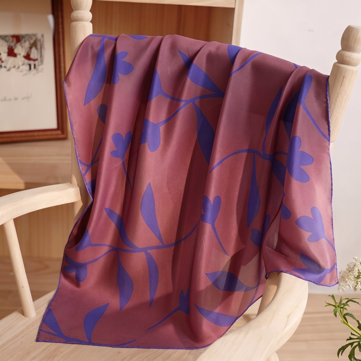 Morning Dew & Chestnut Silk Twill Scarf