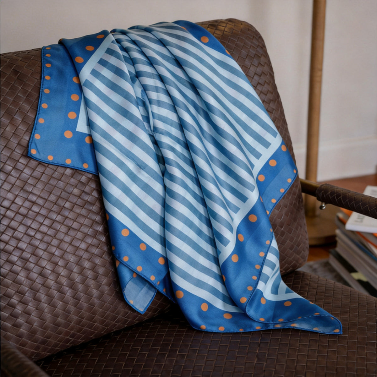Blue Stripe Silk Twill scarf