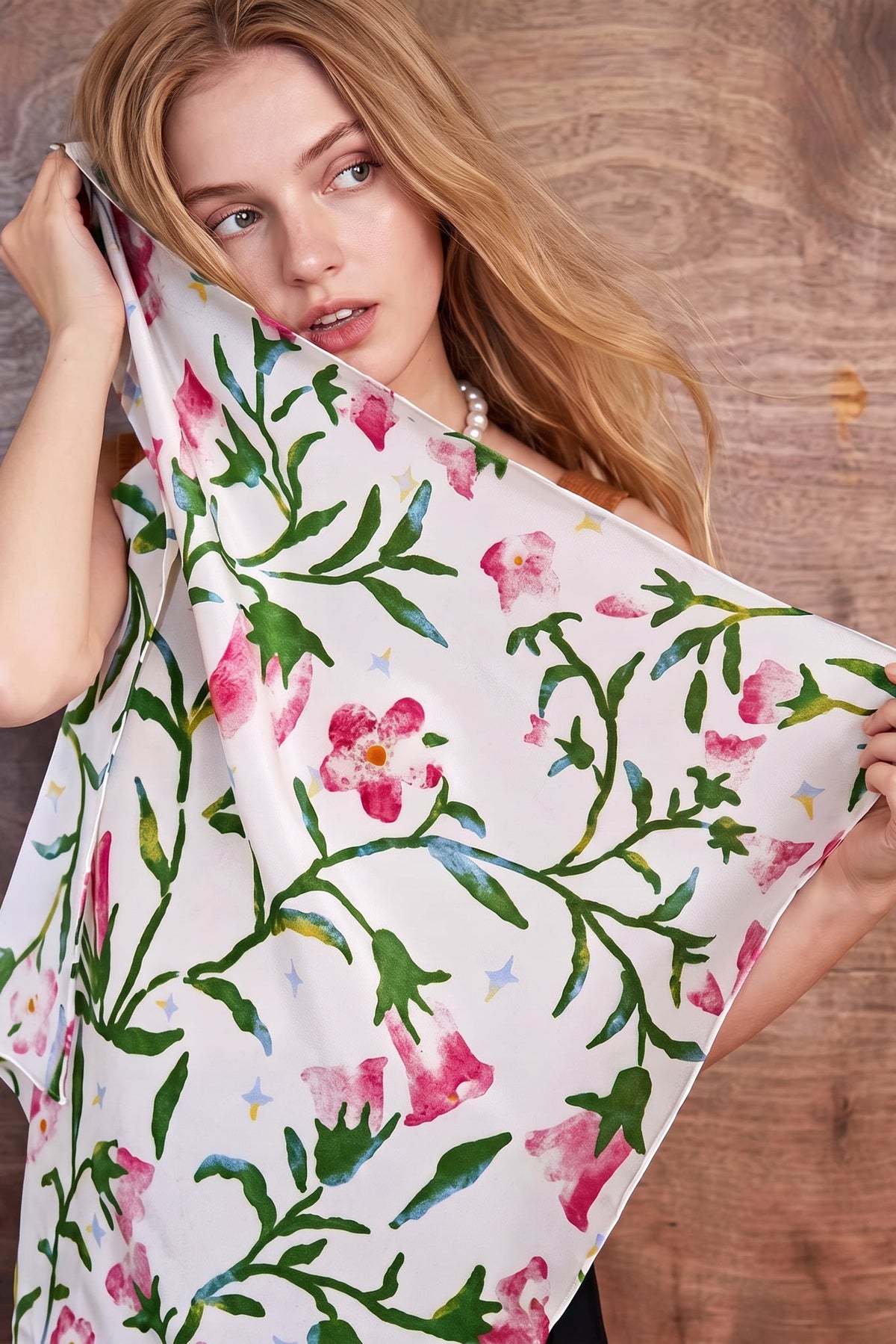 Breeze-Kissed Morning Glory Silk Scarf