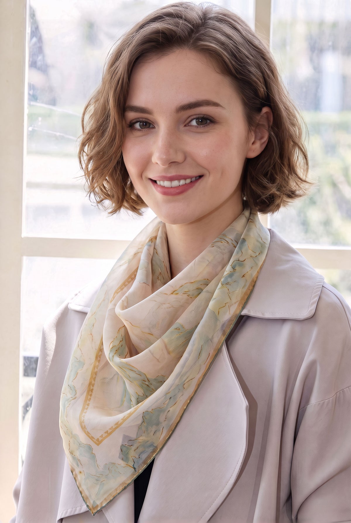 Between Mountains and Water Silk Twill Scarf