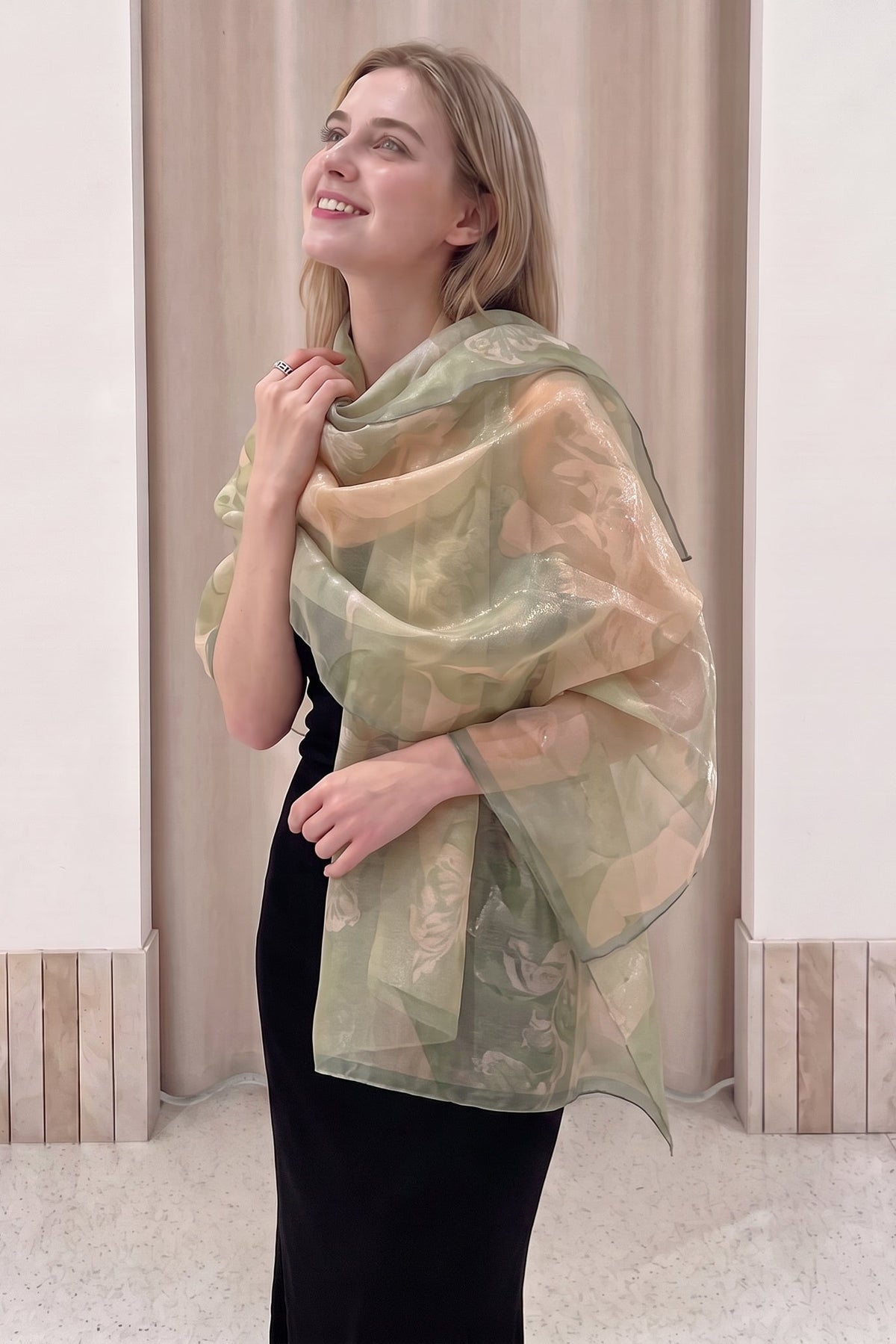 Plant‑Dye Dioscorea Cirrhosa Gauze Twill Silk stole