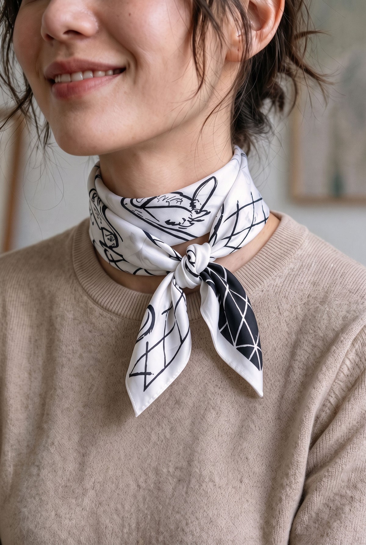 Camellia Notes Silk Stole