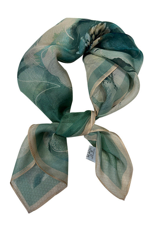 Misty Rain Lotus Reflection Silk Twill Scarf
