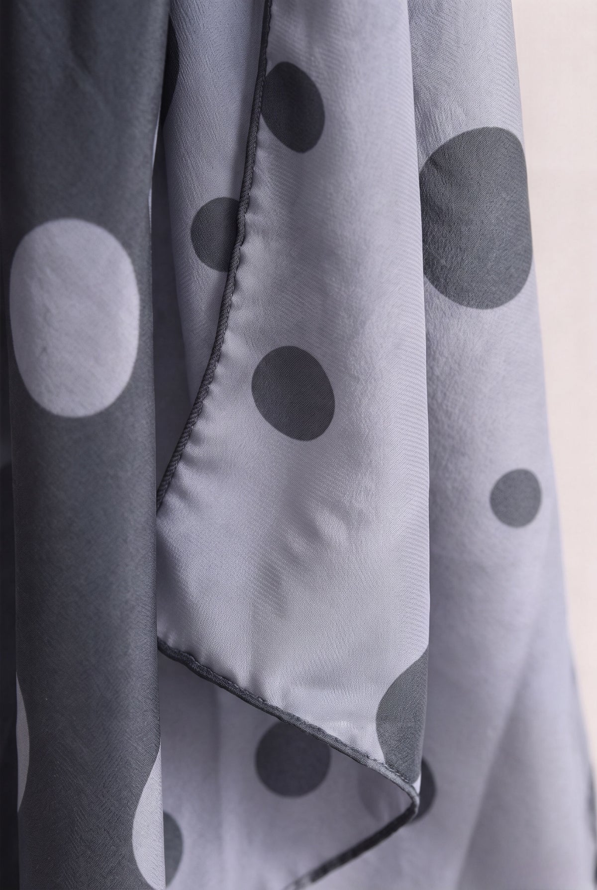Gradient Grey Polka Dot Silk Twill Scarf