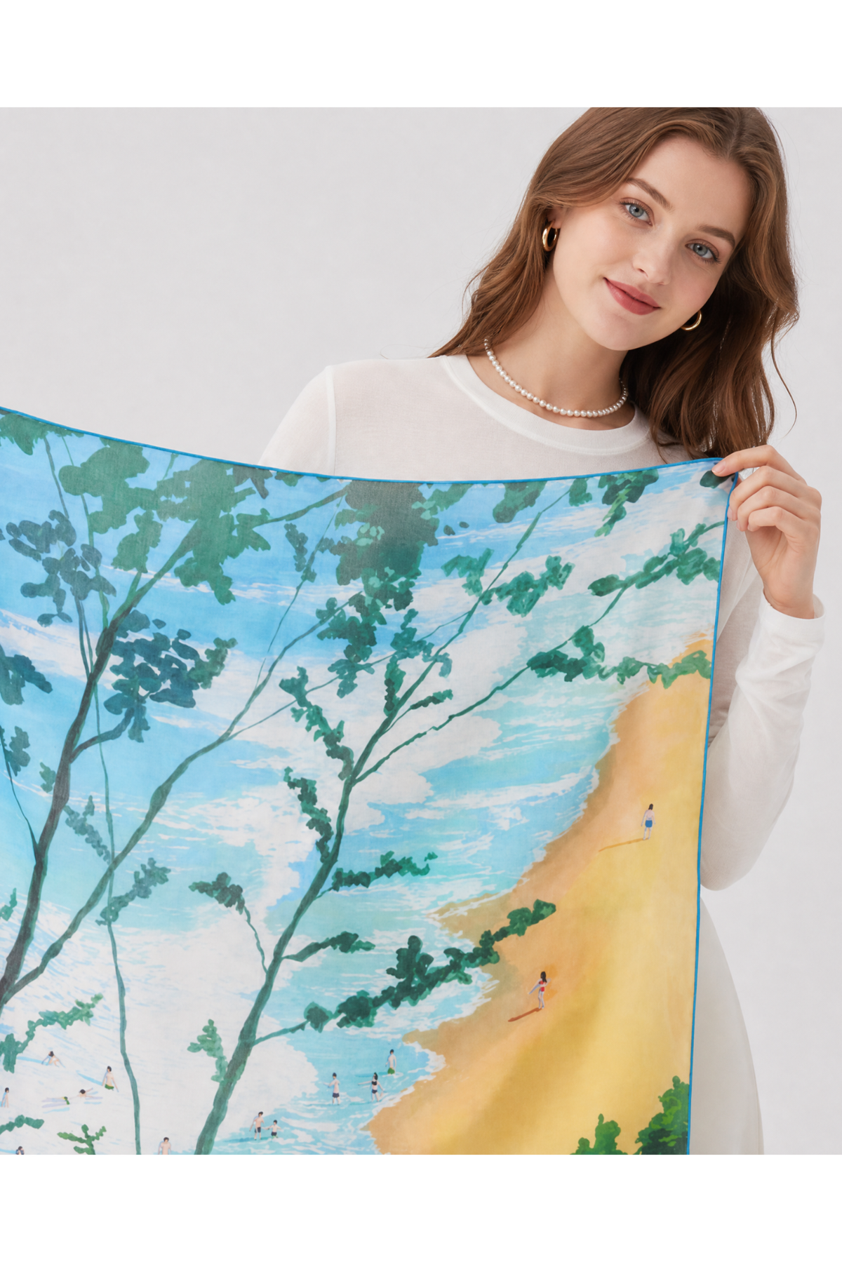 MoonBay At Sea silk Twill scarf