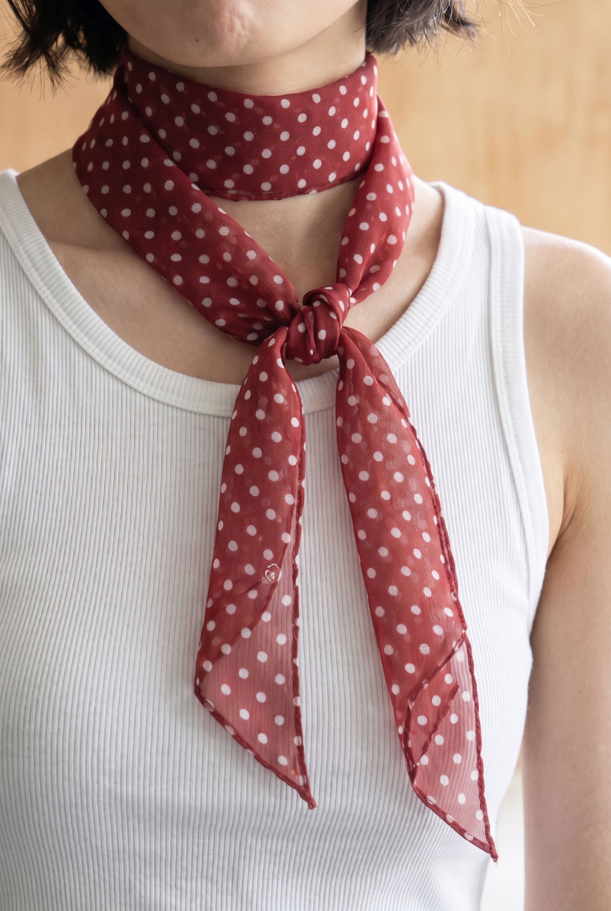 Hepburn Red Polka Dot Silk Stole