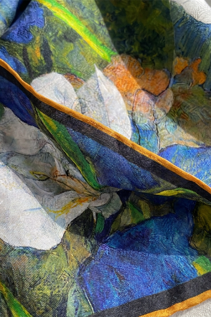 Serene Green Lotus Heart Silk Twill Scarf