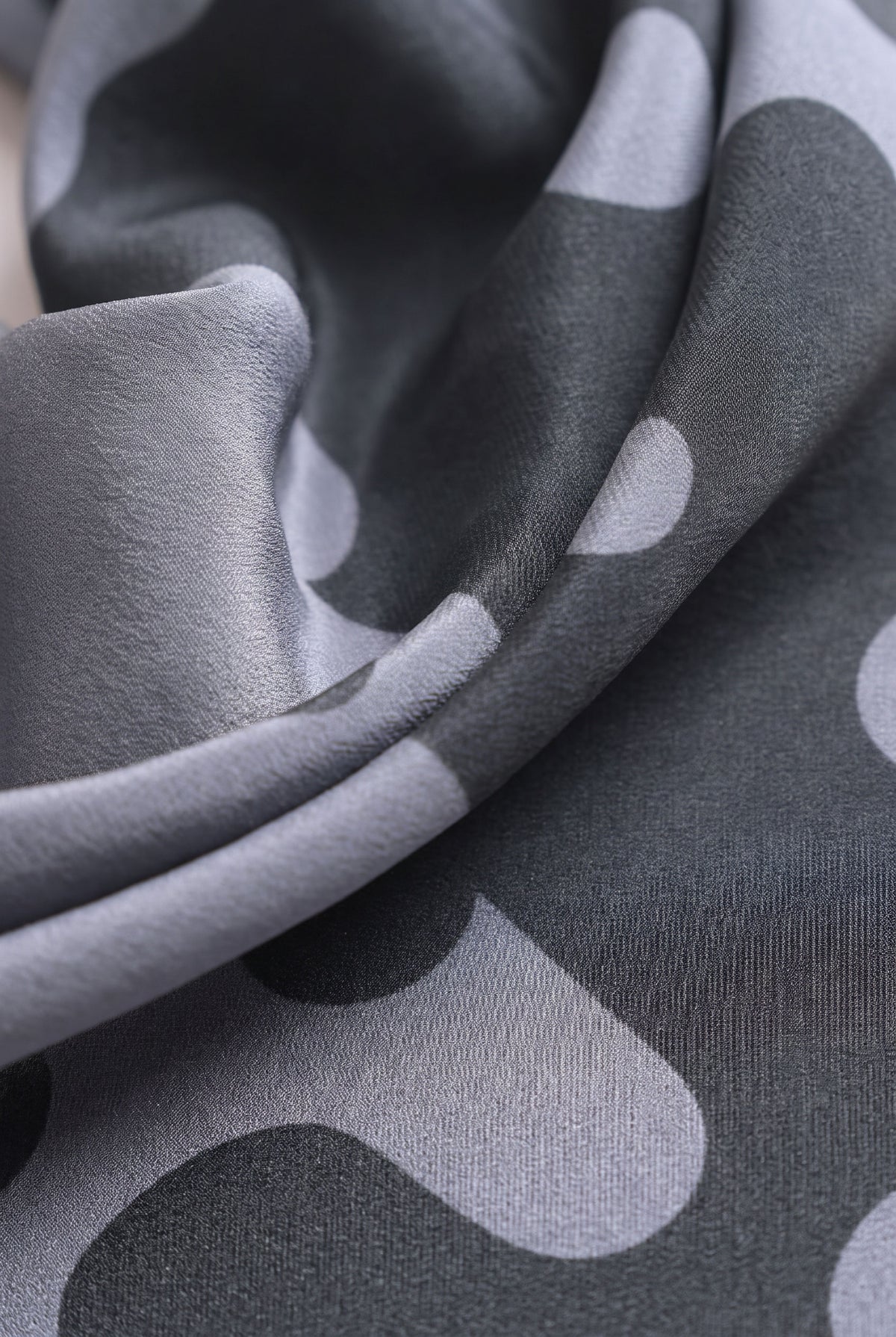 Gradient Grey Polka Dot Silk Twill Scarf