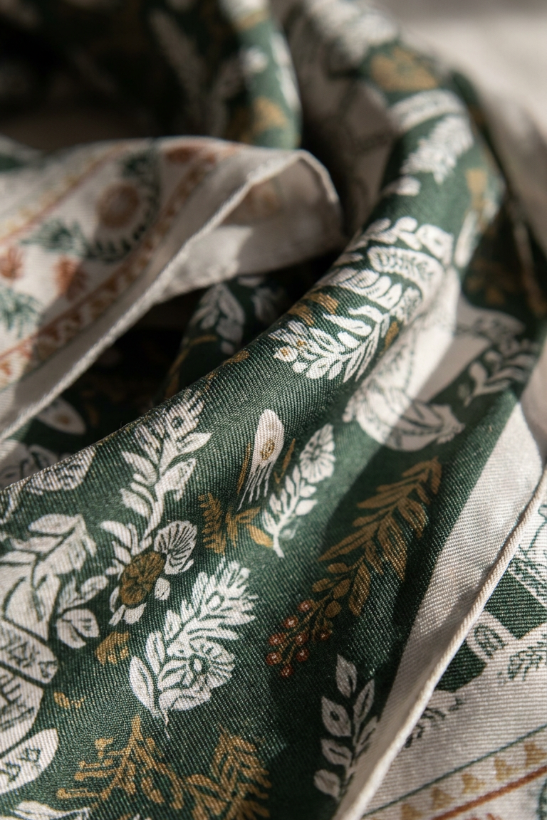 Green Toned Pony silk Twill scarf