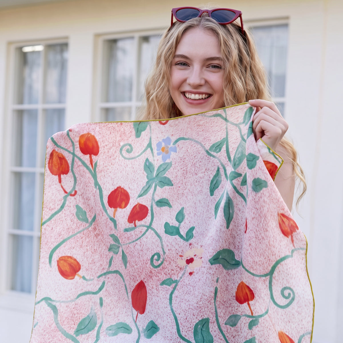 Strawberry Orchard Silk Twill Scarf