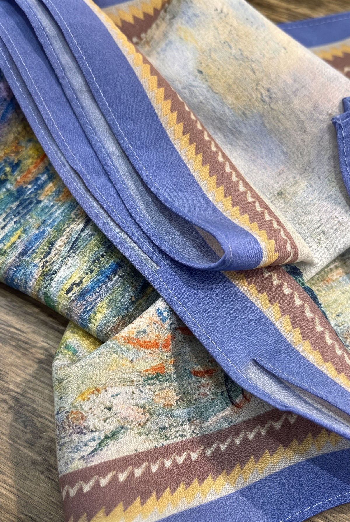 Creamy Oil Painting Silk Twill Stole