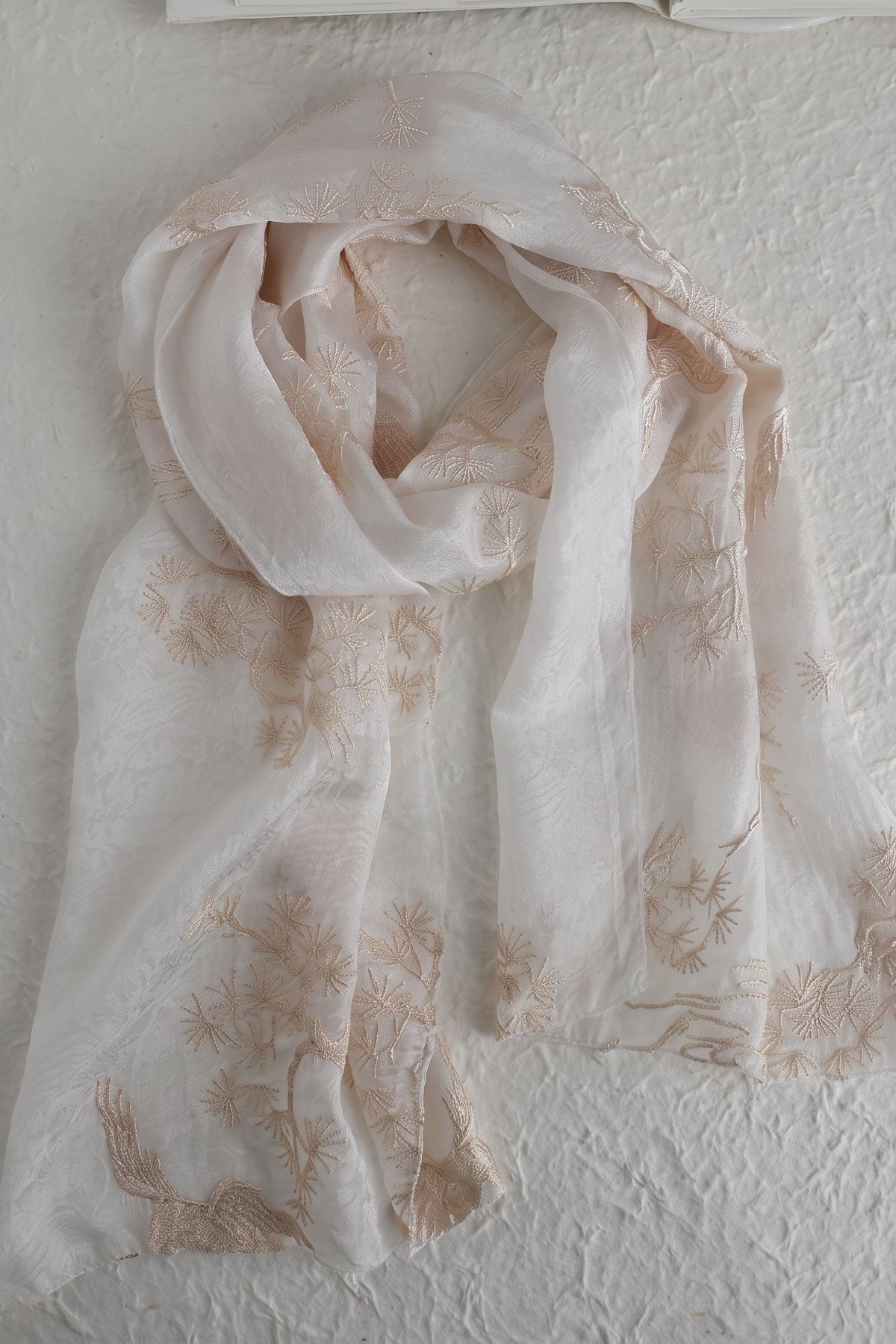 Crane in Clouds Silk Stole