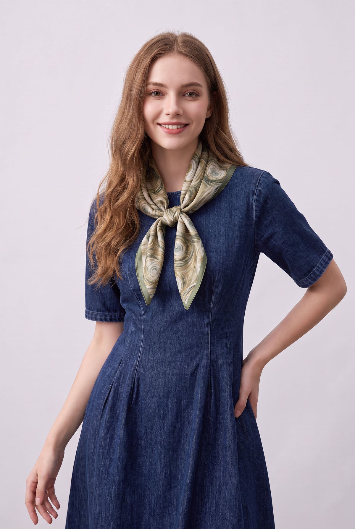 Airy Green Silk Twill Scarf