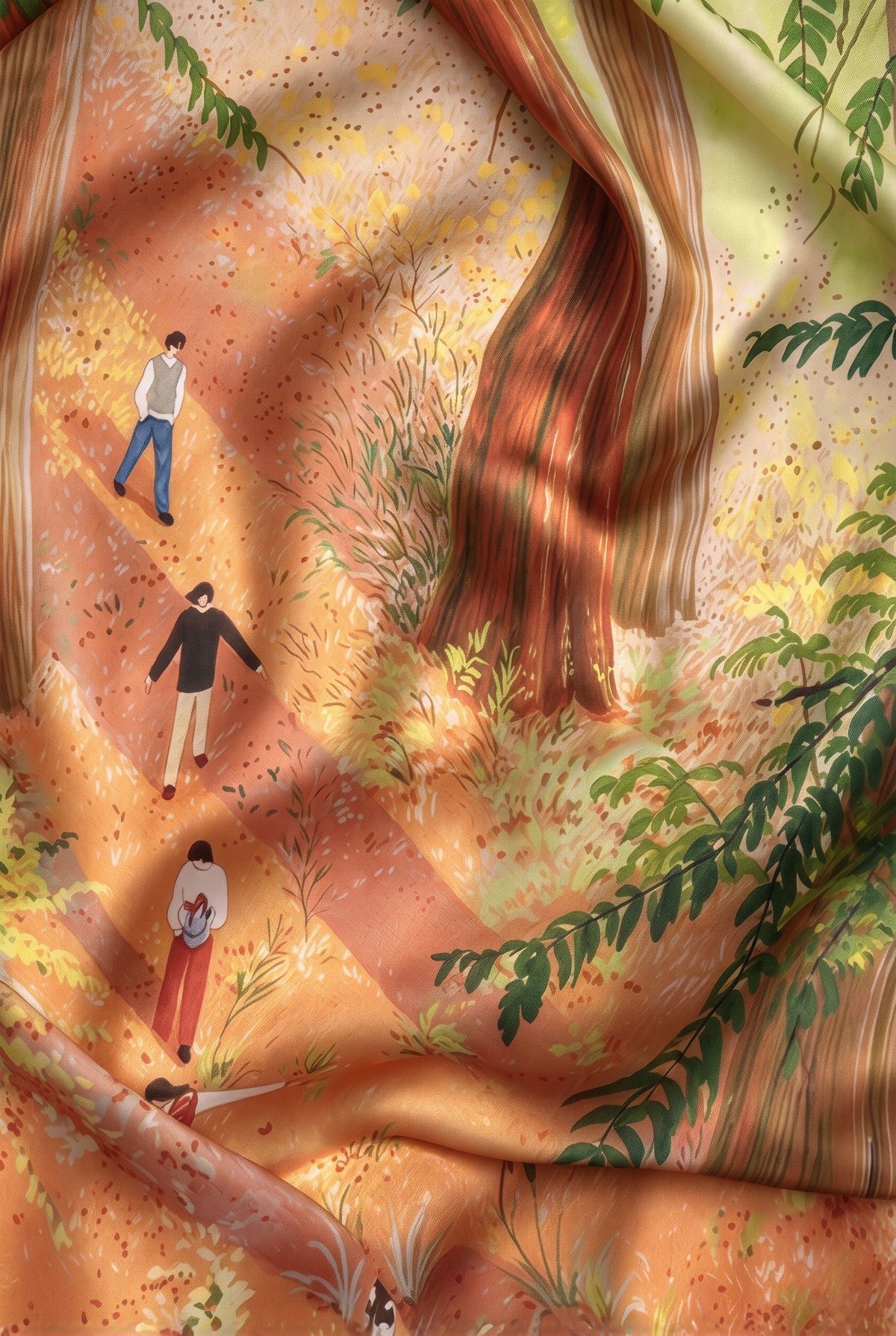 Woodland Tale: Wandering in Light Silk Twill Scarf