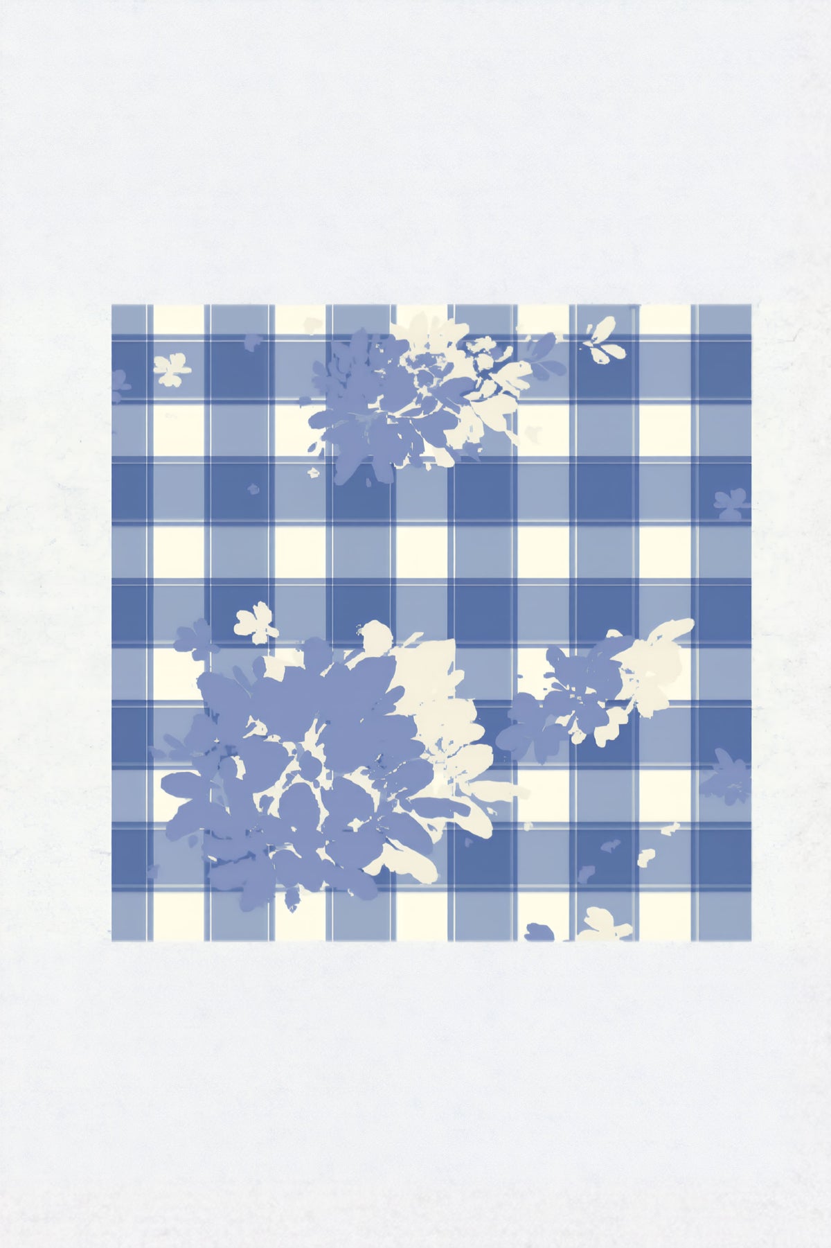 Blue White Check Notes Silk Stole
