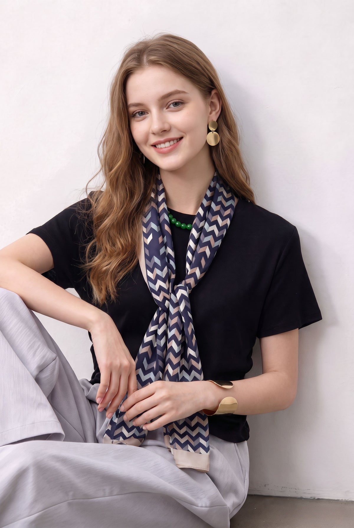 Deep Sea Ripple Silk Twill Stole