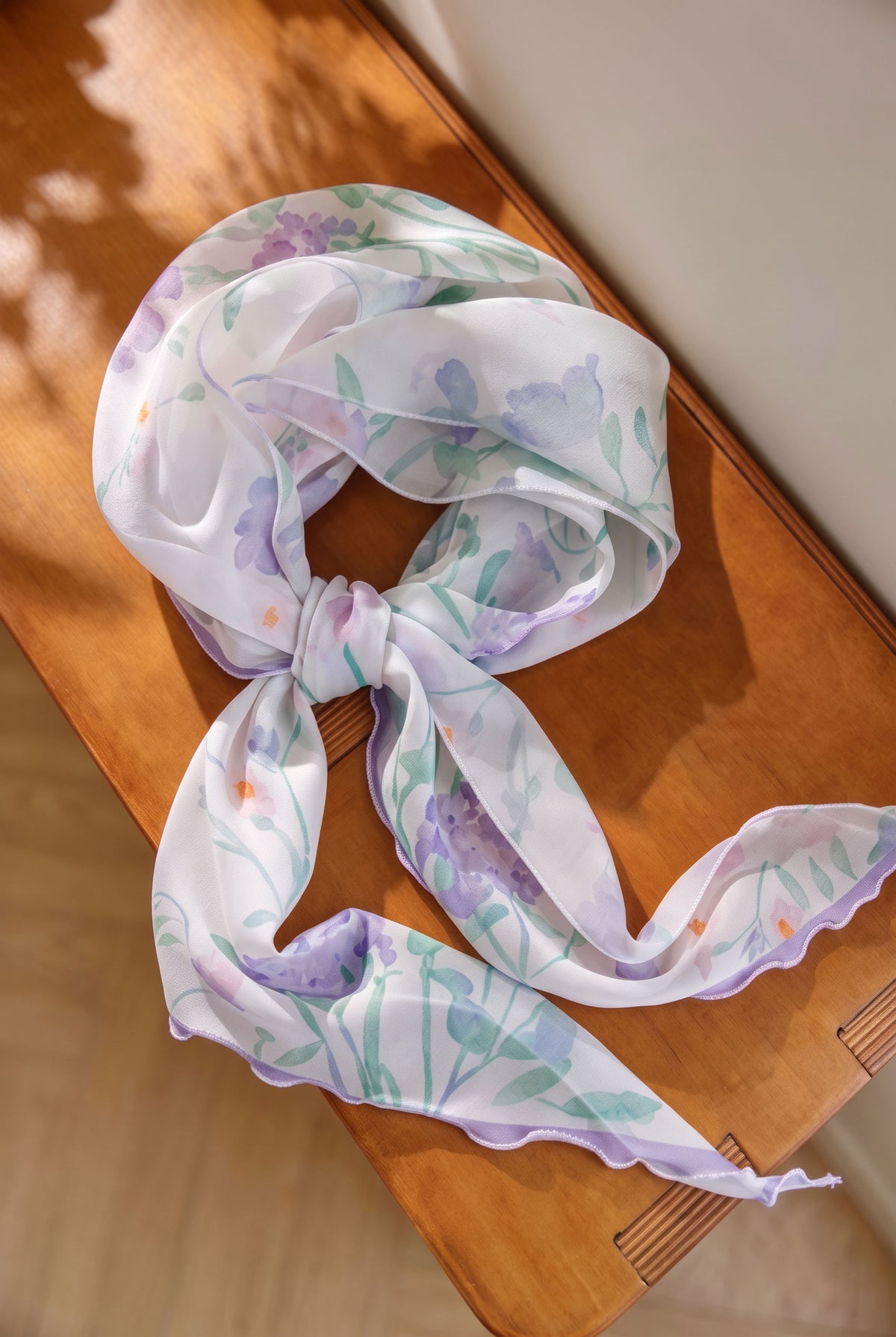 Breeze, Drizzle & Little Purple Blooms Silk Stole