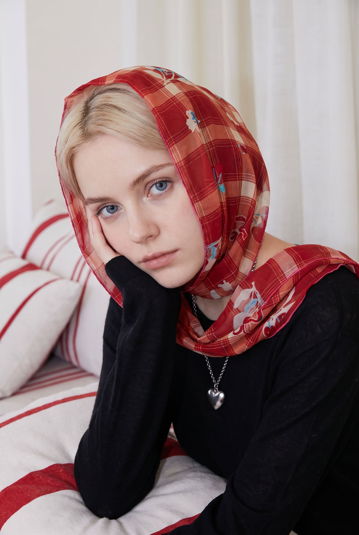 Moody Red Plaid Silk Stole