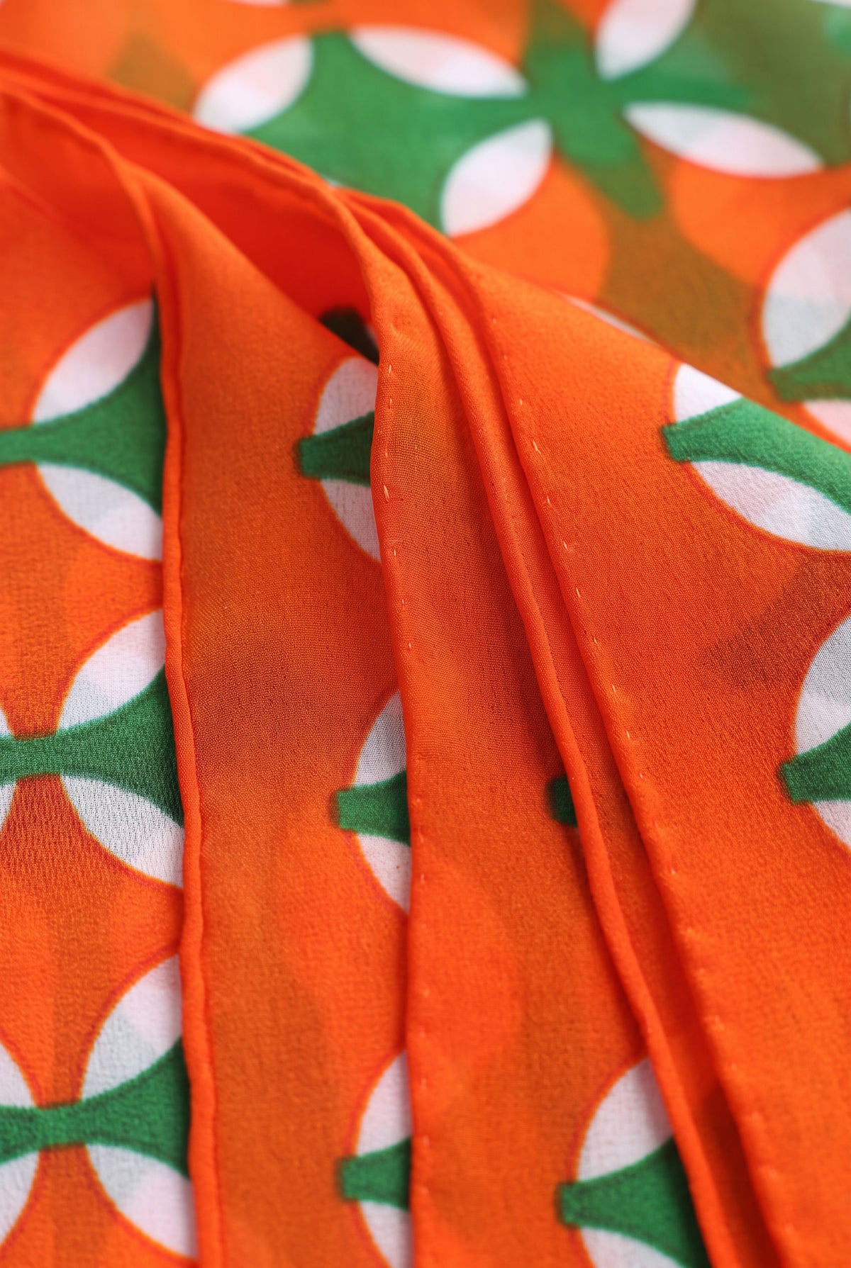 Green & Orange Coins Silk Twill Stole
