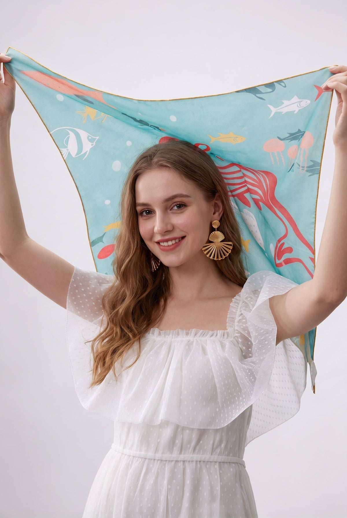 Endless Ocean Blue Silk Twill Scarf