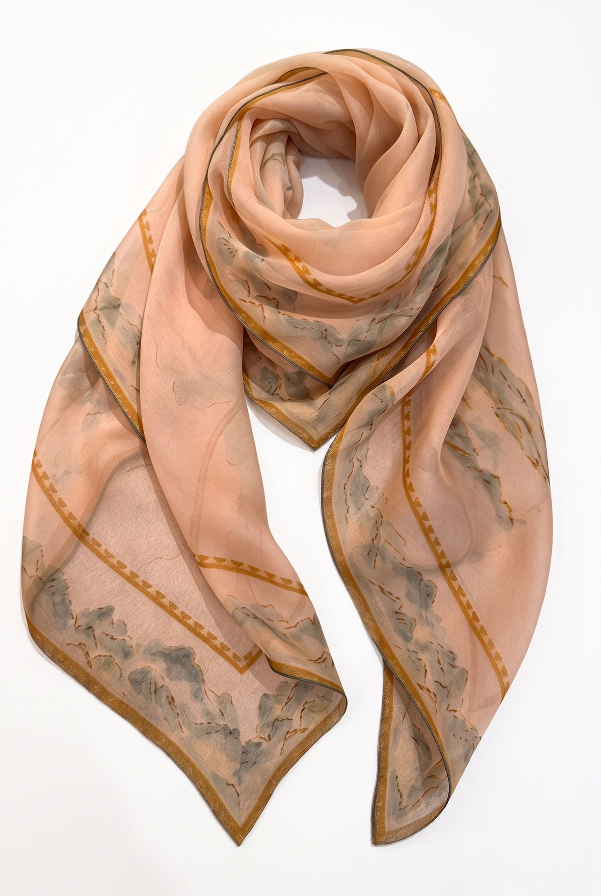 Between Mountains and Water Silk Twill Scarf