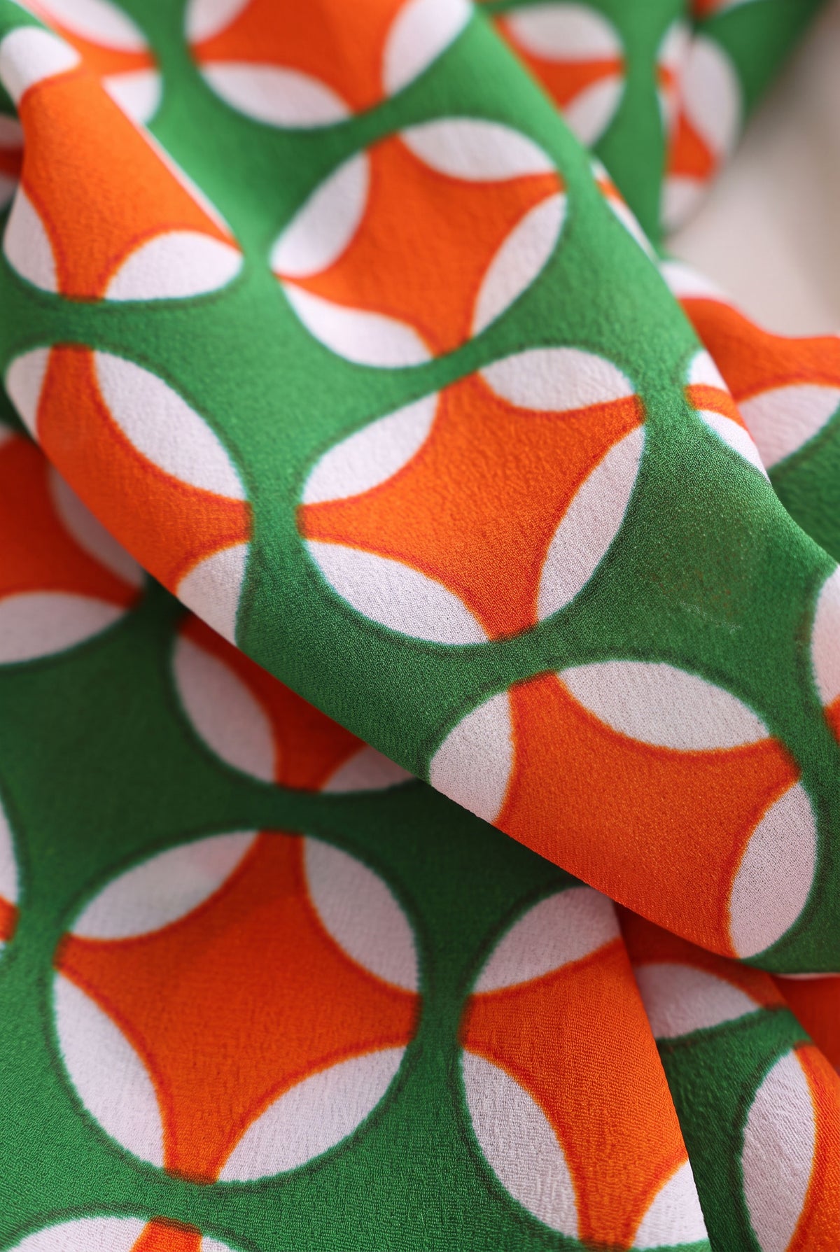 Green & Orange Coins Silk Twill Stole