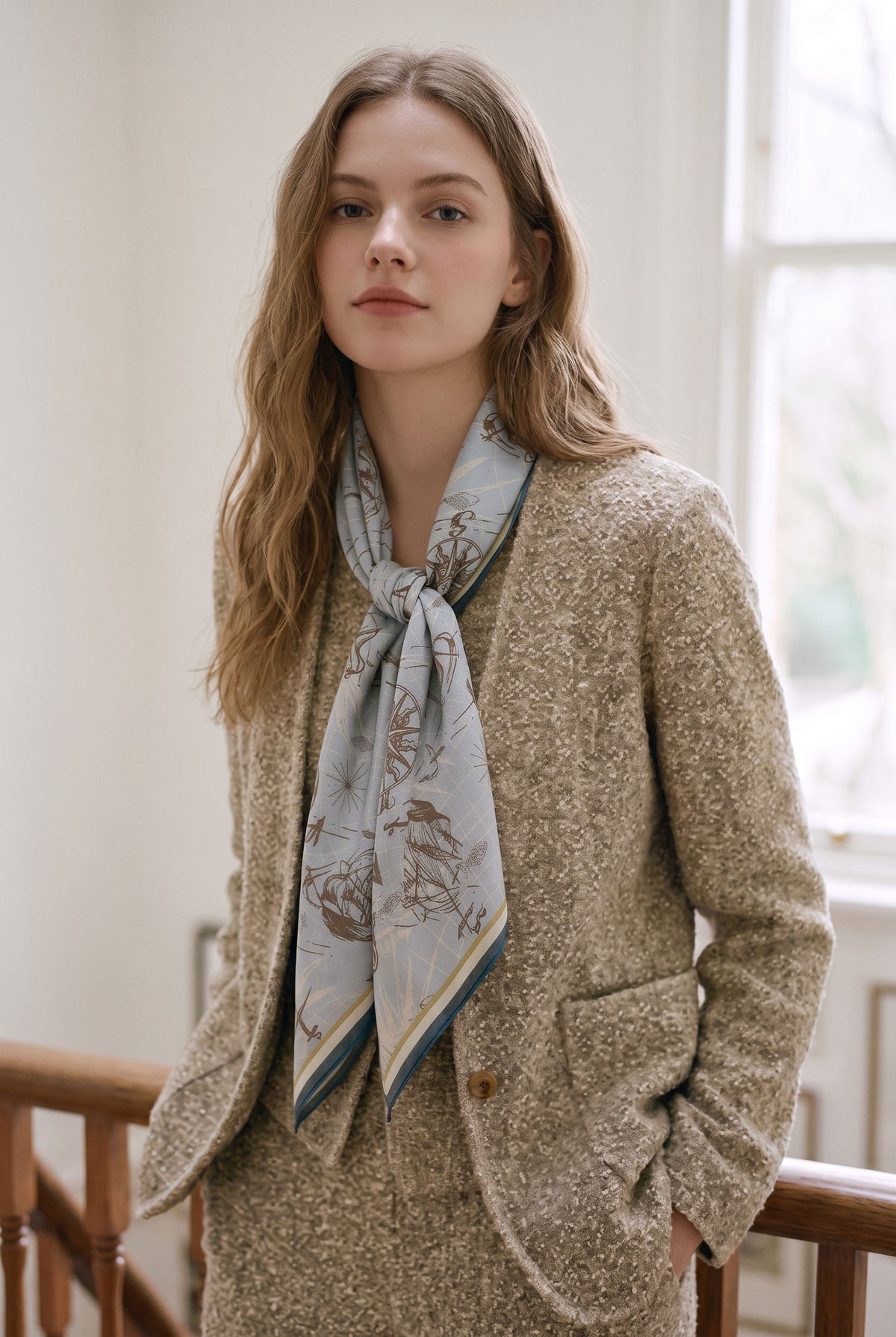 Sea Breeze Light Blue Silk Twill Stole