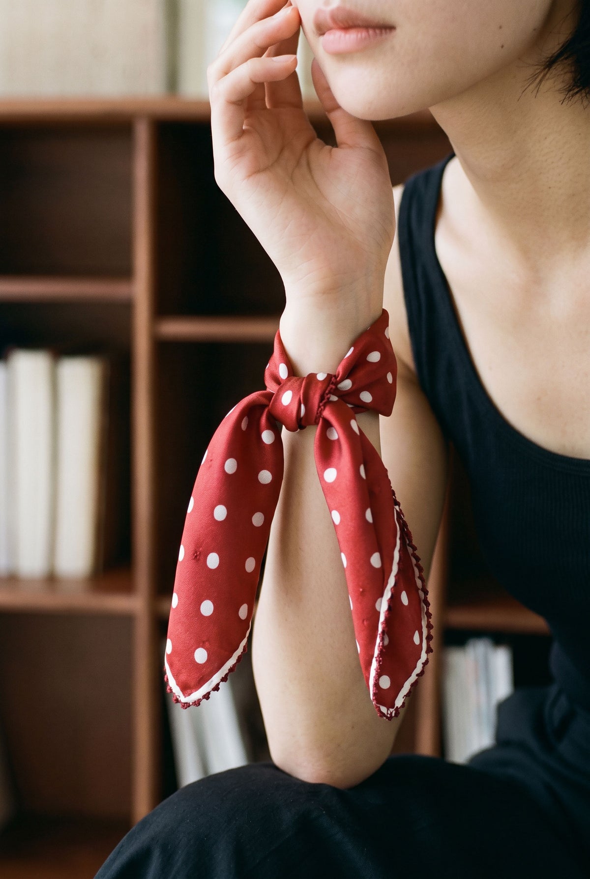 Cherry Red Silk Twill Scarf