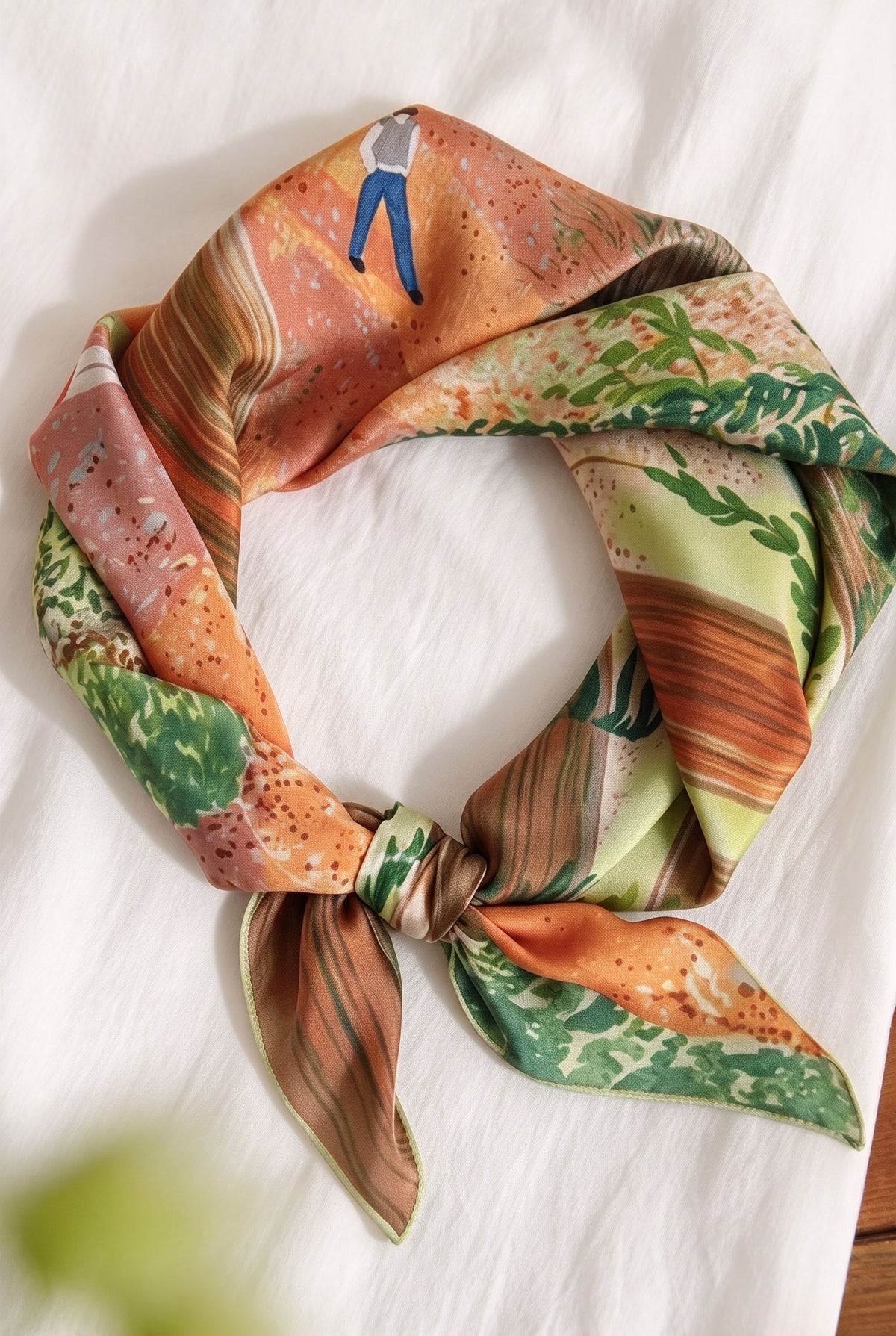 Woodland Tale: Wandering in Light Silk Twill Scarf