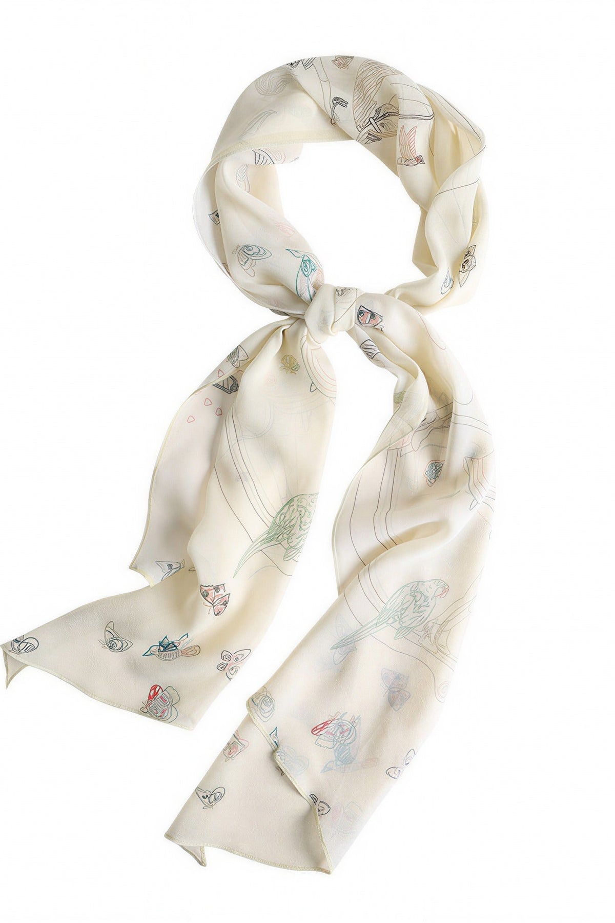 Ivory Noble Pegasus Silk Twill Stole
