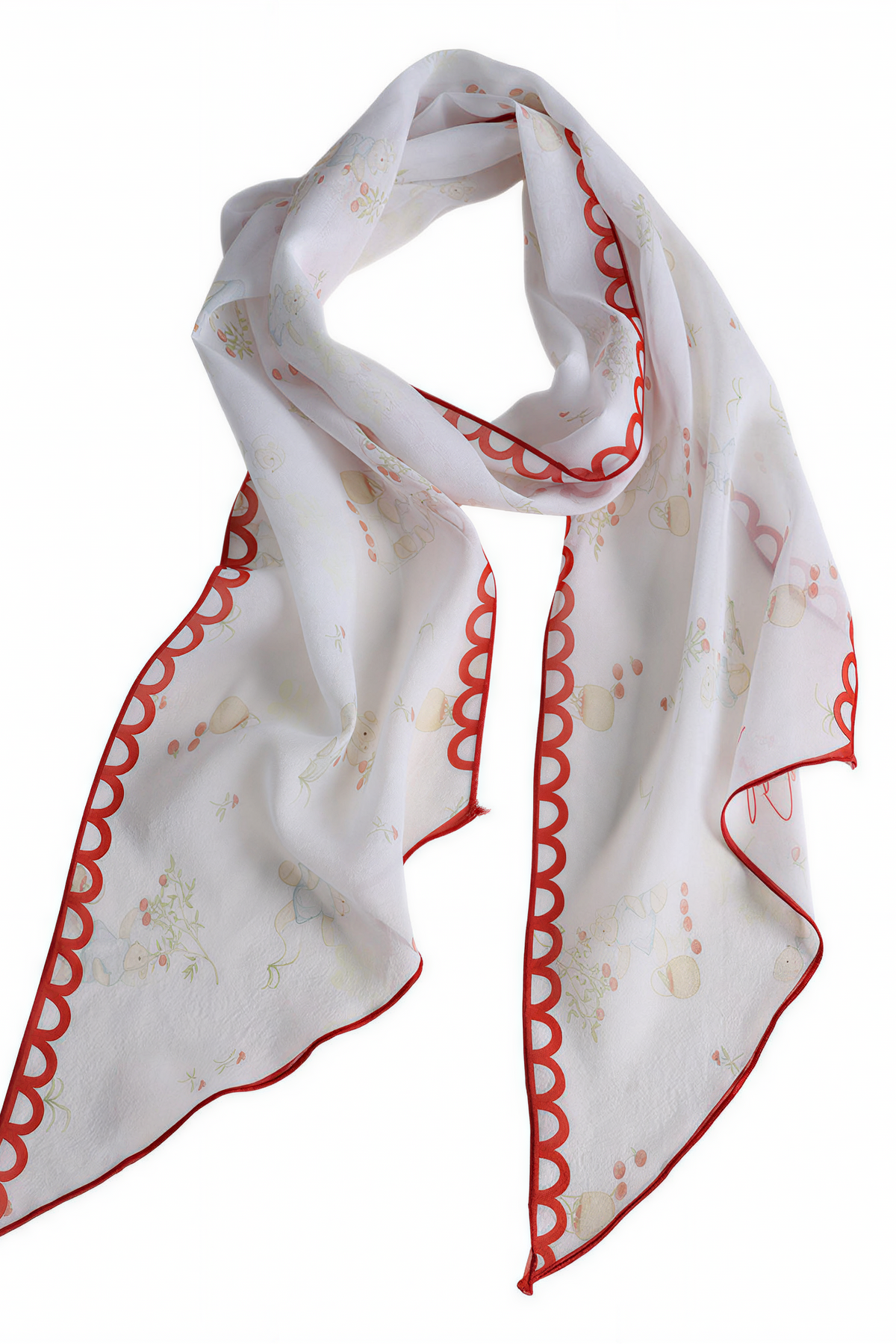 French Lace Apple Orchard Silk Twill Stole