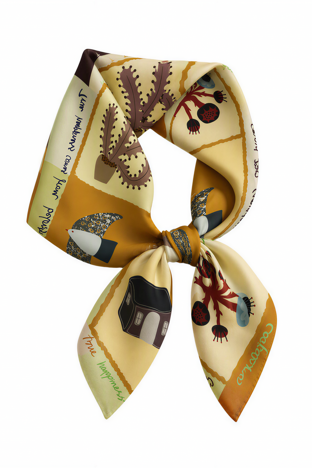Hand-Drawn Return Silk Twill scarf