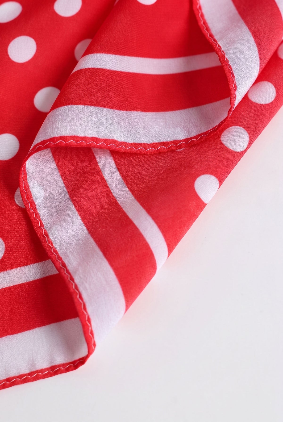 Red & White Polka Dot Silk Scarf