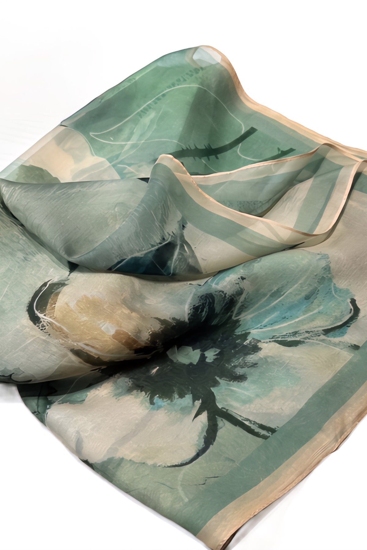 Misty Rain Lotus Reflection Silk Twill Scarf