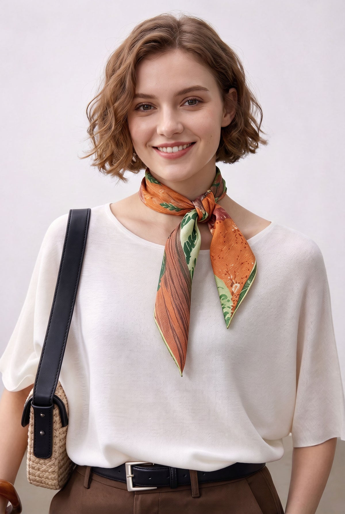 Woodland Tale: Wandering in Light Silk Twill Scarf
