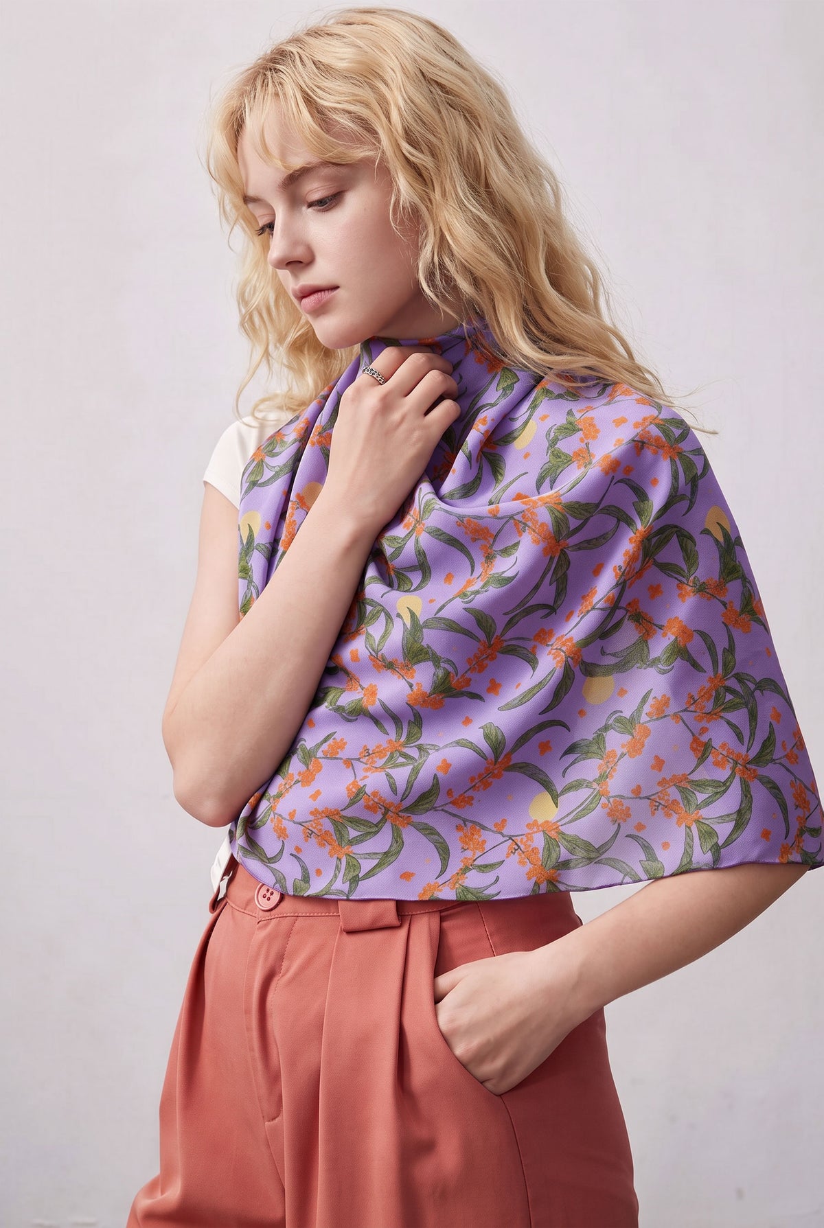Enchanting Purple Silk Twill Scarf