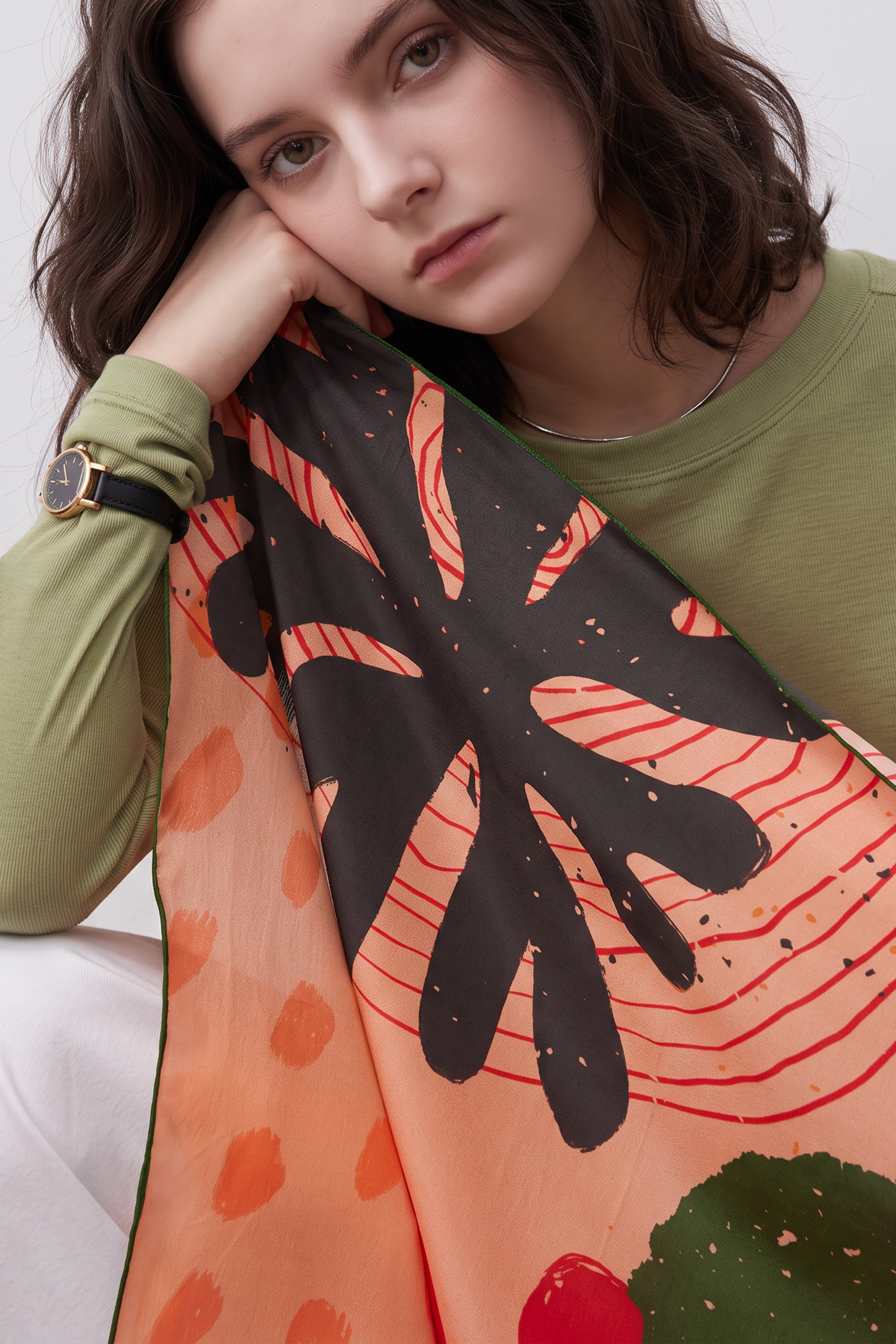 Pink Realm Twill Silk Scarf