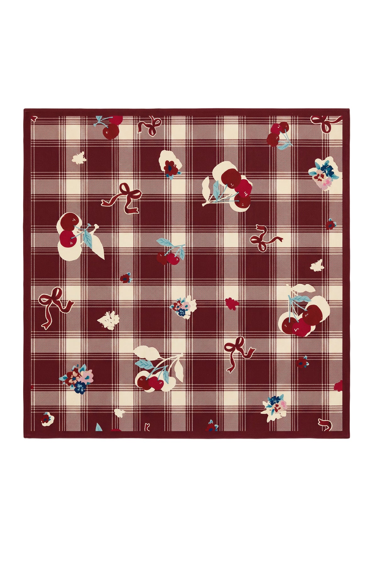 Christmas Red Plaid Silk Twill Scarf