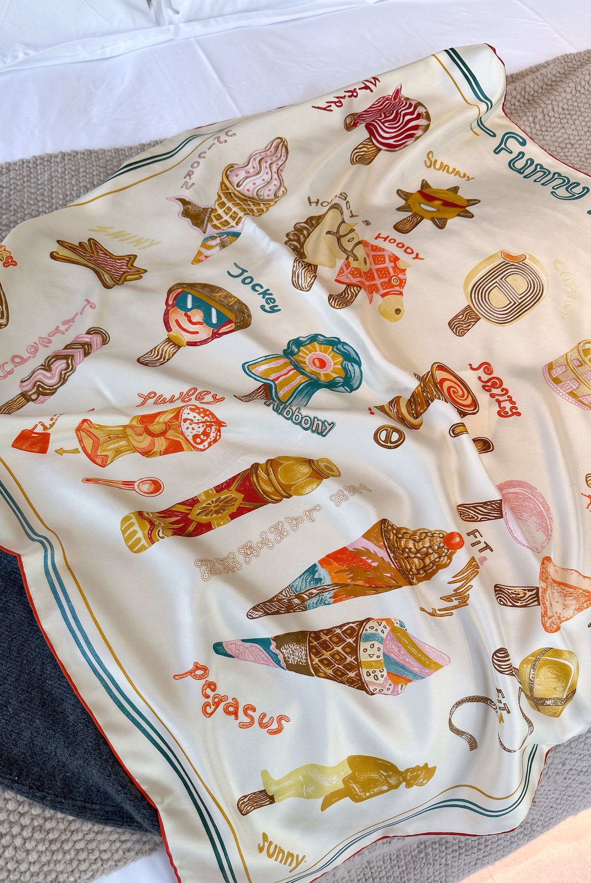 Creamy Ice Cream Silk Twill Scarf