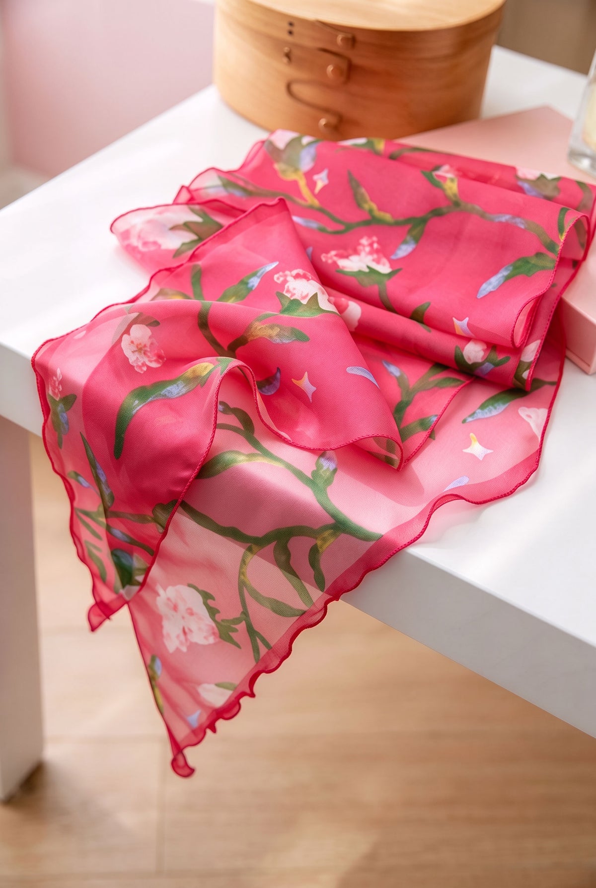 Magenta Morning Glory Dance Silk Twill Stole