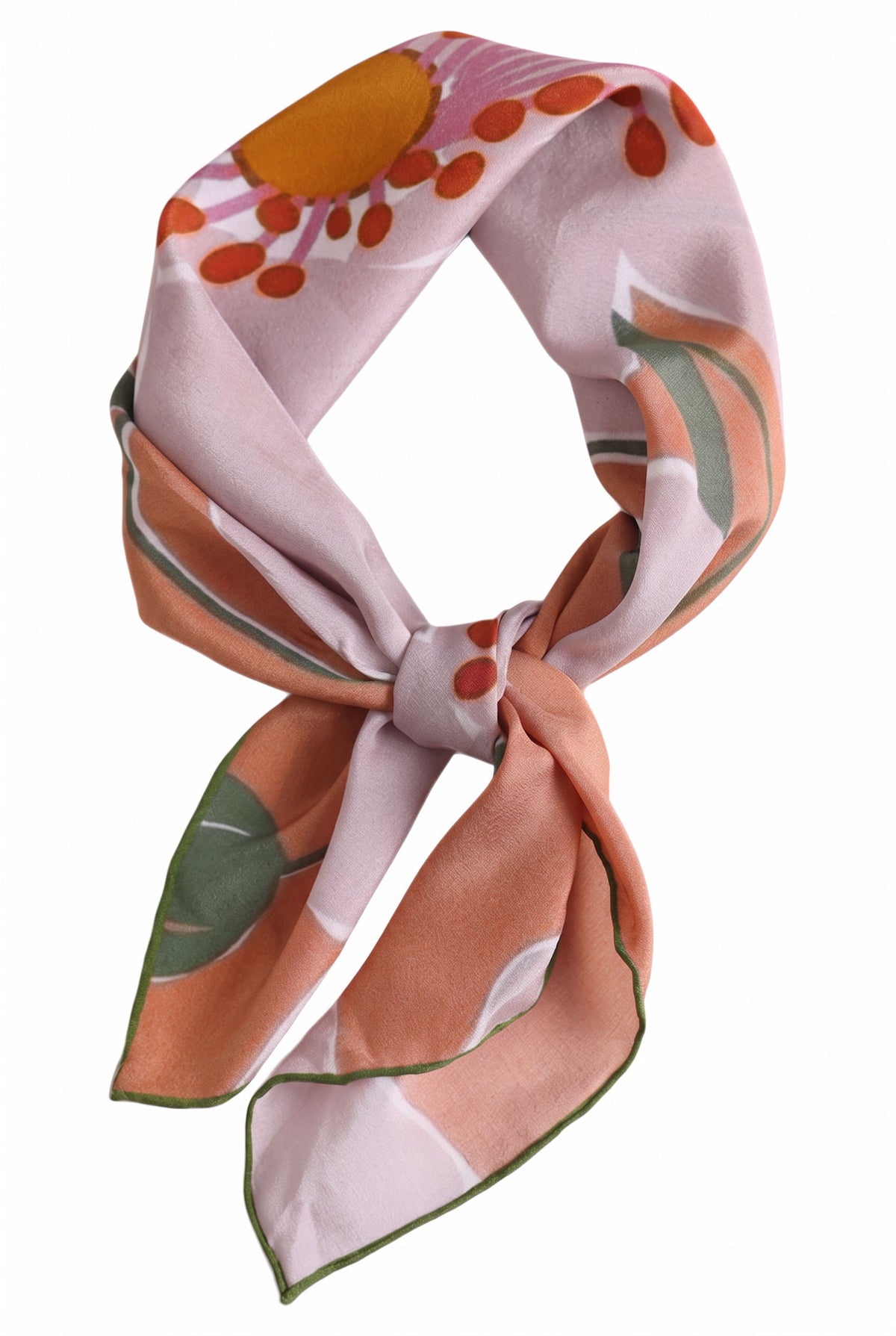 Gentle Grey Orange Silk Twill Scarf