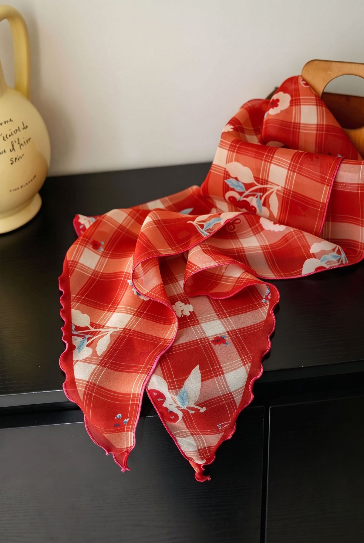 Moody Red Plaid Silk Stole
