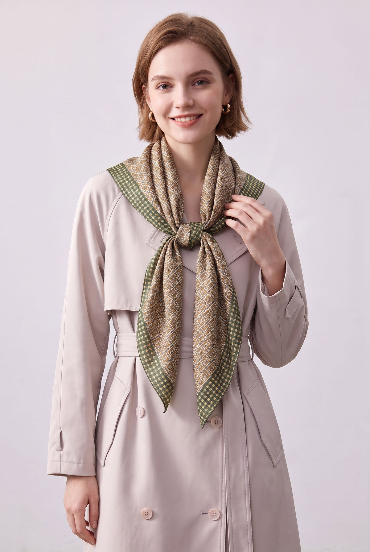 Awakening Green Plaid Silk Twill Stole
