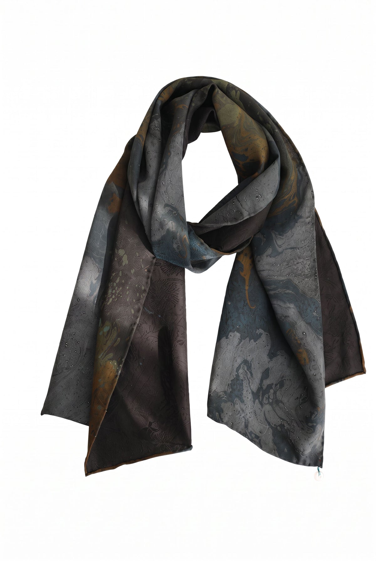 Ink Pond Crafted Gambiered Silk Twill Stole