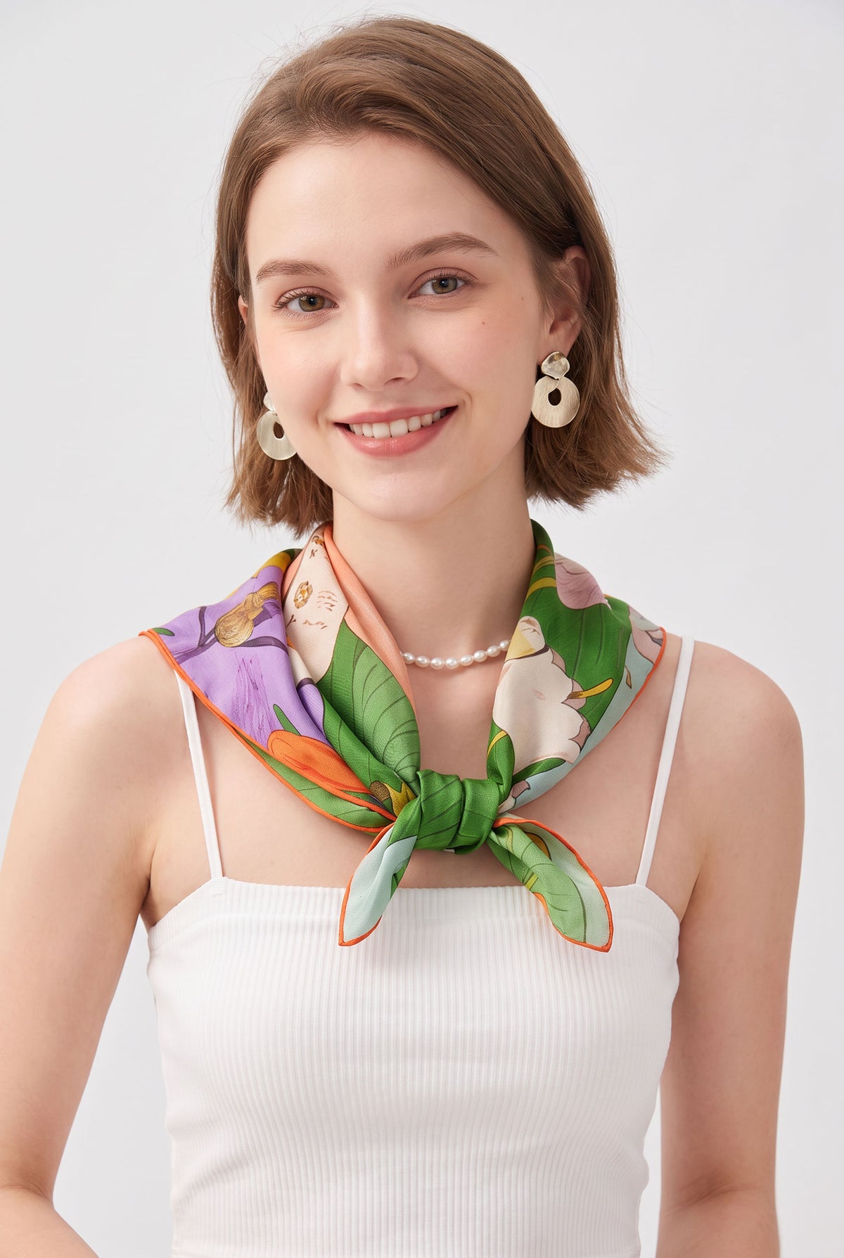 Botanical Scroll Silk Twill Scarf