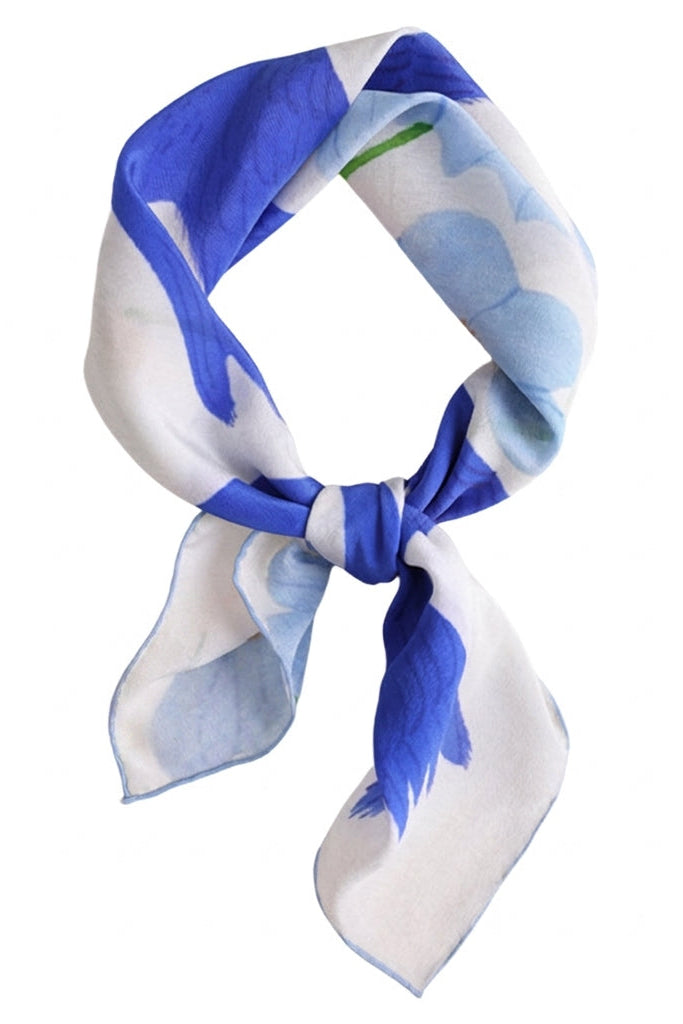 DreamHued Blue Silk Twill  Scarf