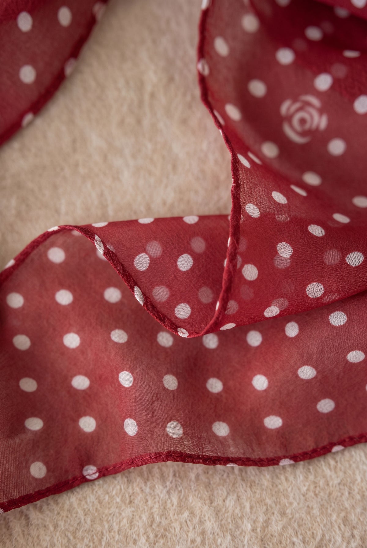 Hepburn Red Polka Dot Silk Stole