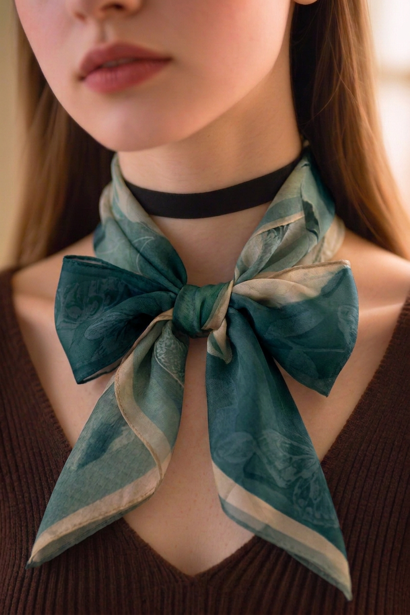 Misty Rain Lotus Reflection Silk Twill Scarf