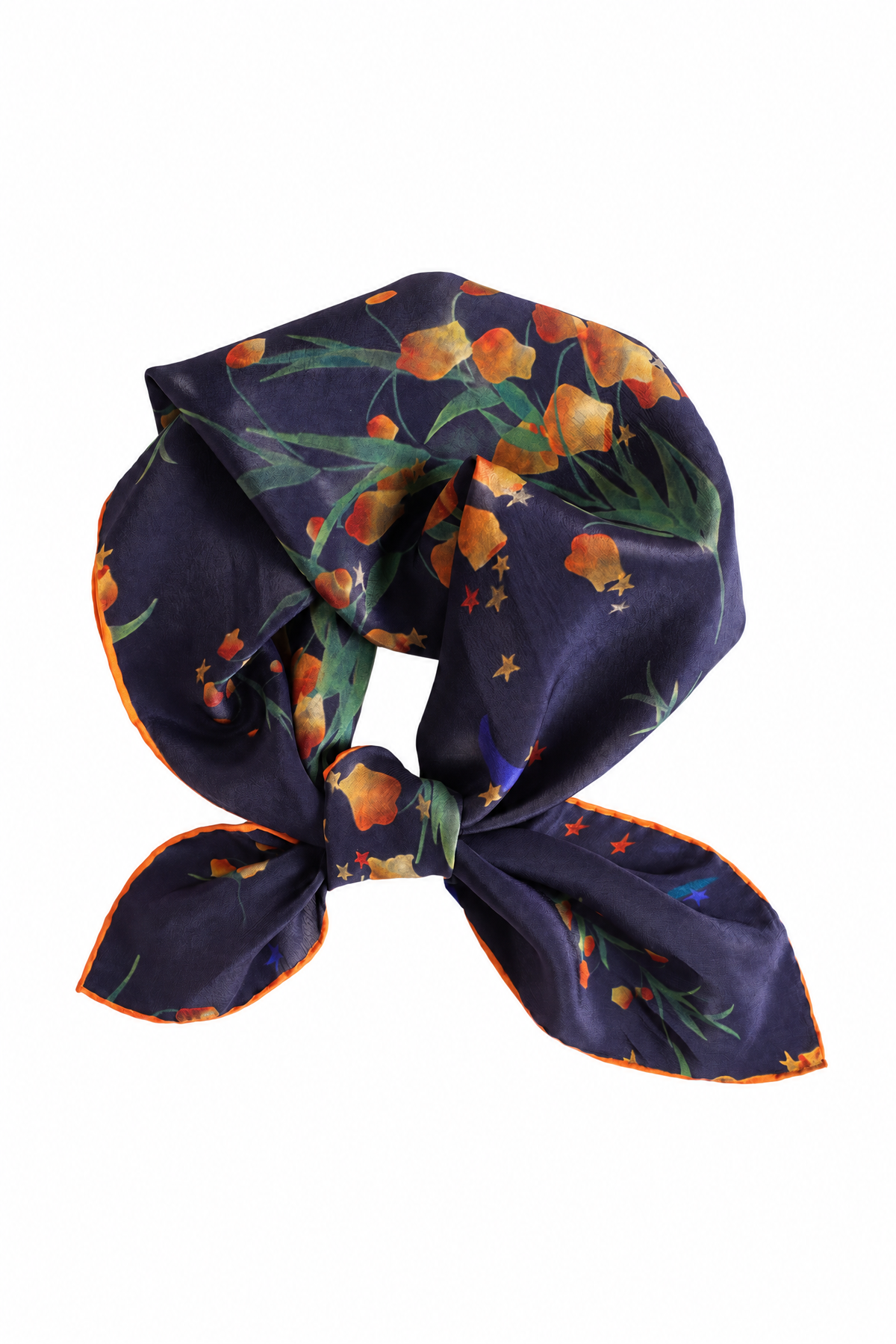 Dusk Lantern Blossom Silk Twill Scarf